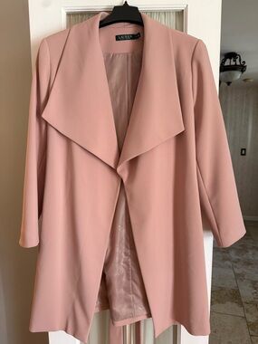 Lauren Ralph Lauren Blush Open-Front Draped Trench Coat